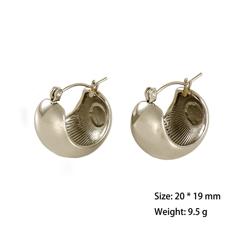 Fashion 18K Gold Plated Chunky Waterproof Hoop Earrings in Stainless Steel