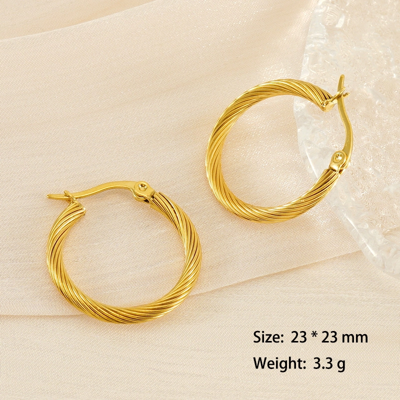 316L Spiral Twisted Wire Stainless Steel Hoop Earrings