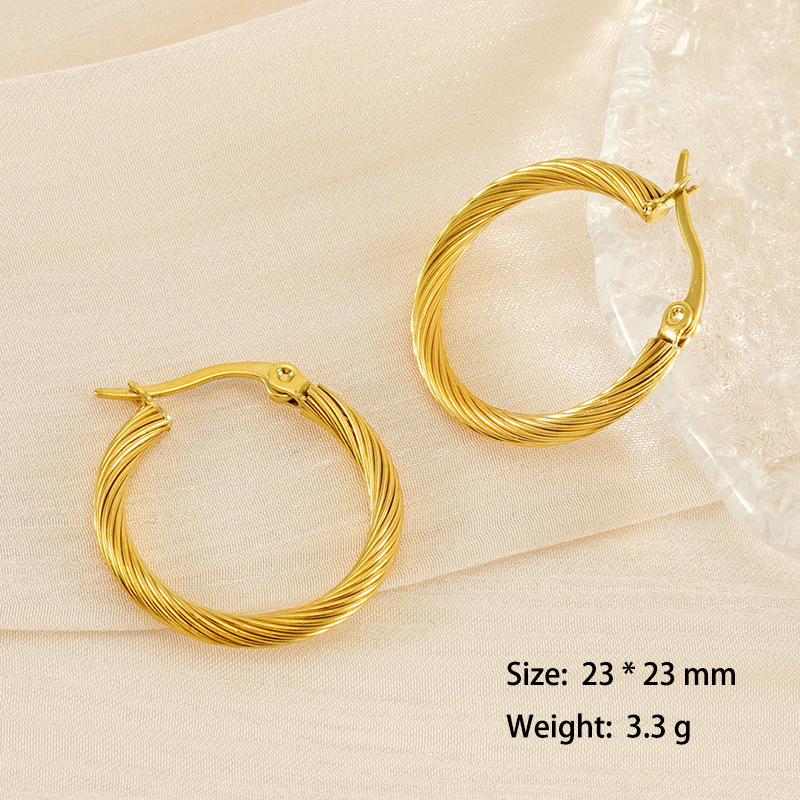 316L Spiral Twisted Wire Stainless Steel Hoop Earrings