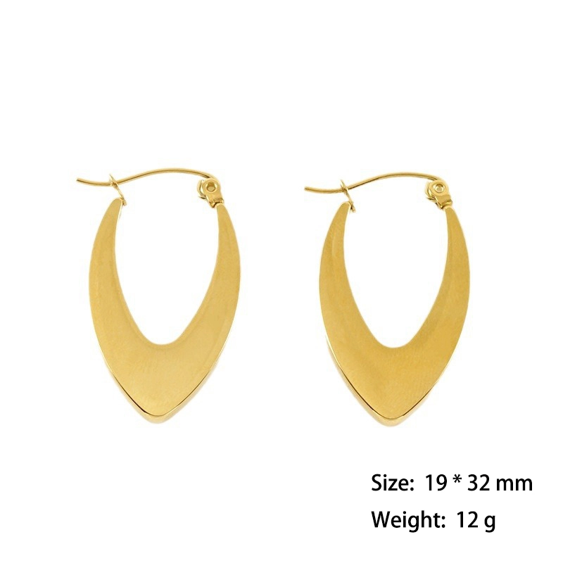 Classic Polished V-Shaped Hoop Earrings in Hypoallergenic Stainless Steel