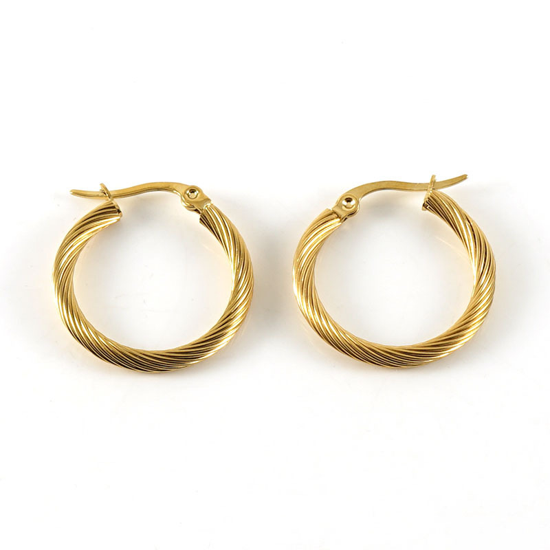 316L Spiral Twisted Wire Stainless Steel Hoop Earrings