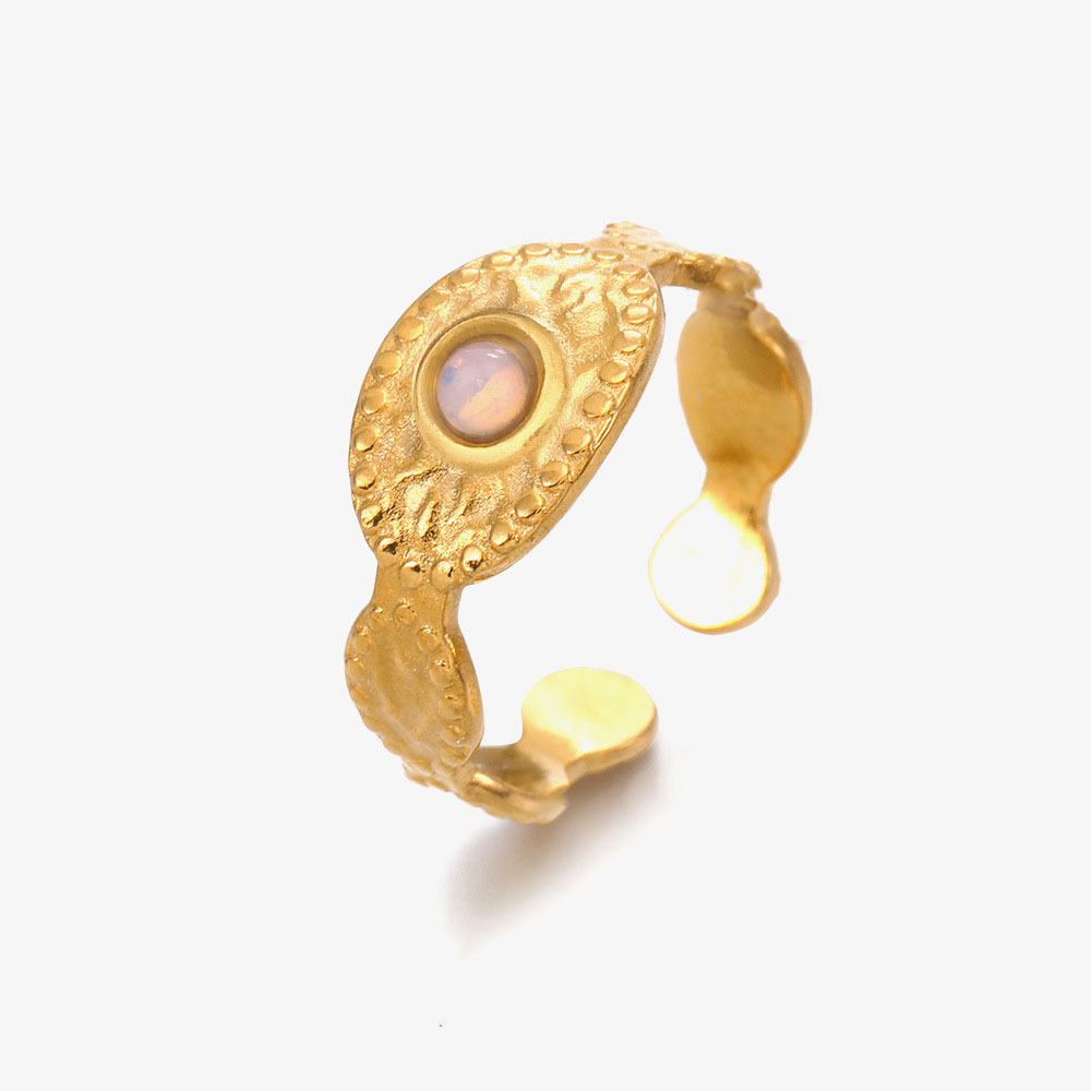 316L Stainless Steel Gold Plated Ring with Coloured Natural Stones