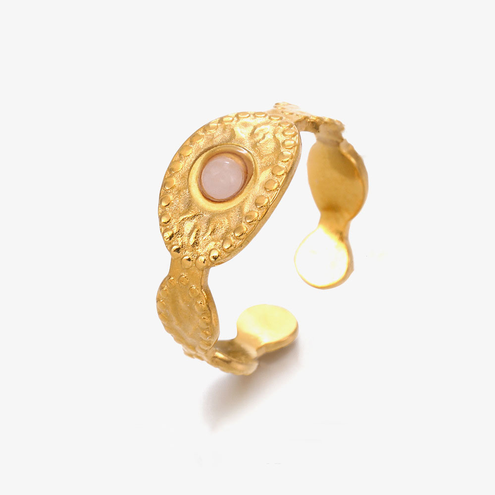 316L Stainless Steel Gold Plated Ring with Coloured Natural Stones