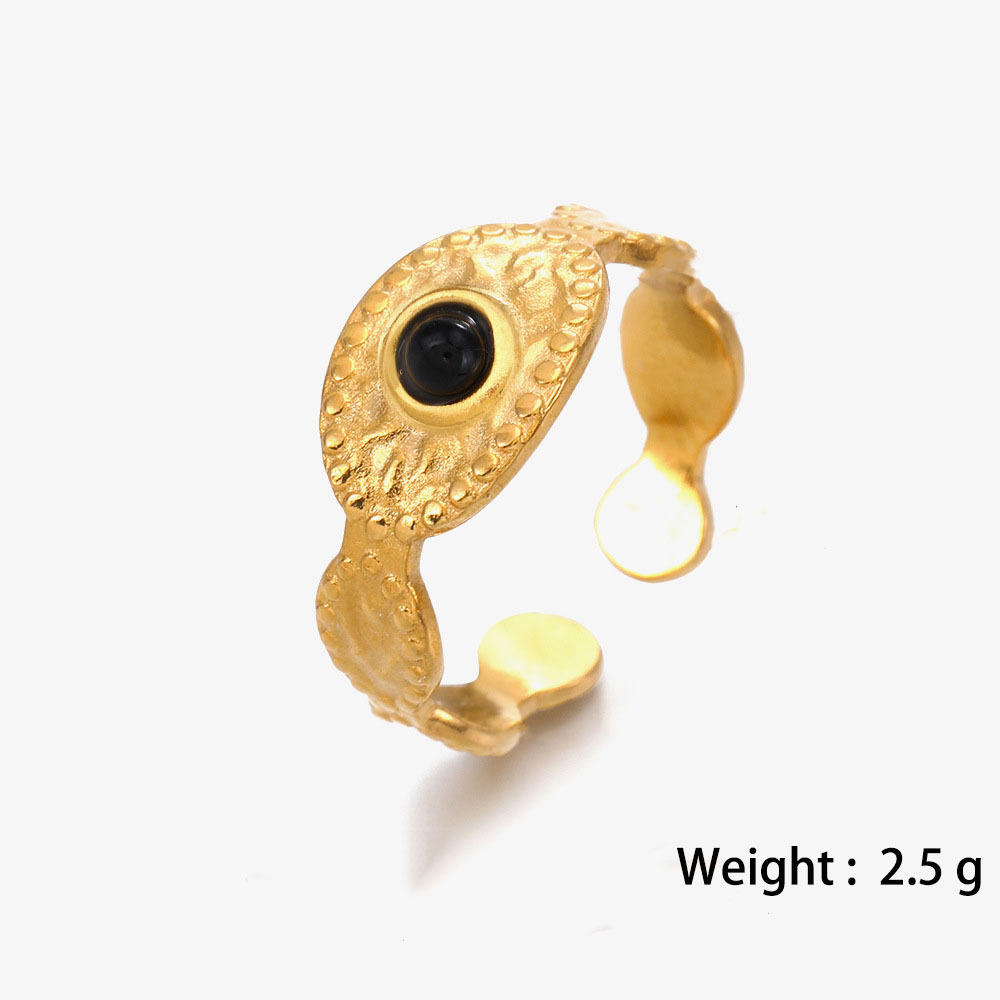 316L Stainless Steel Gold Plated Ring with Coloured Natural Stones