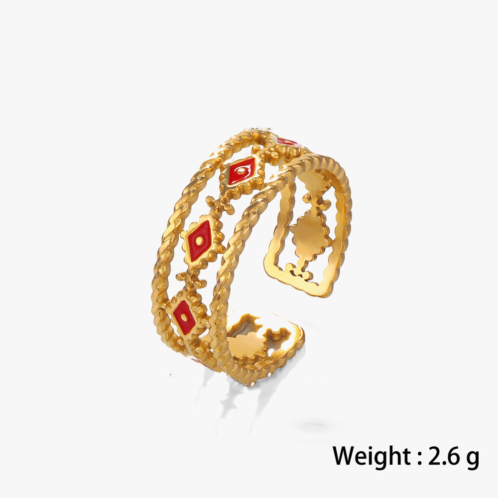 Ethnic Style Devil's Eye Colourful Oil Drip Stainless Steel Ring