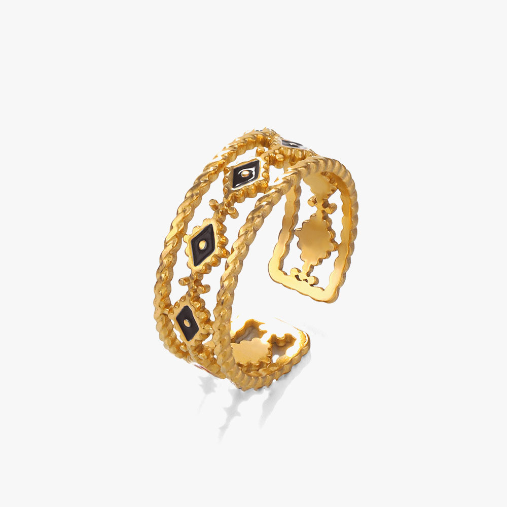 Ethnic Style Devil's Eye Colourful Oil Drip Stainless Steel Ring