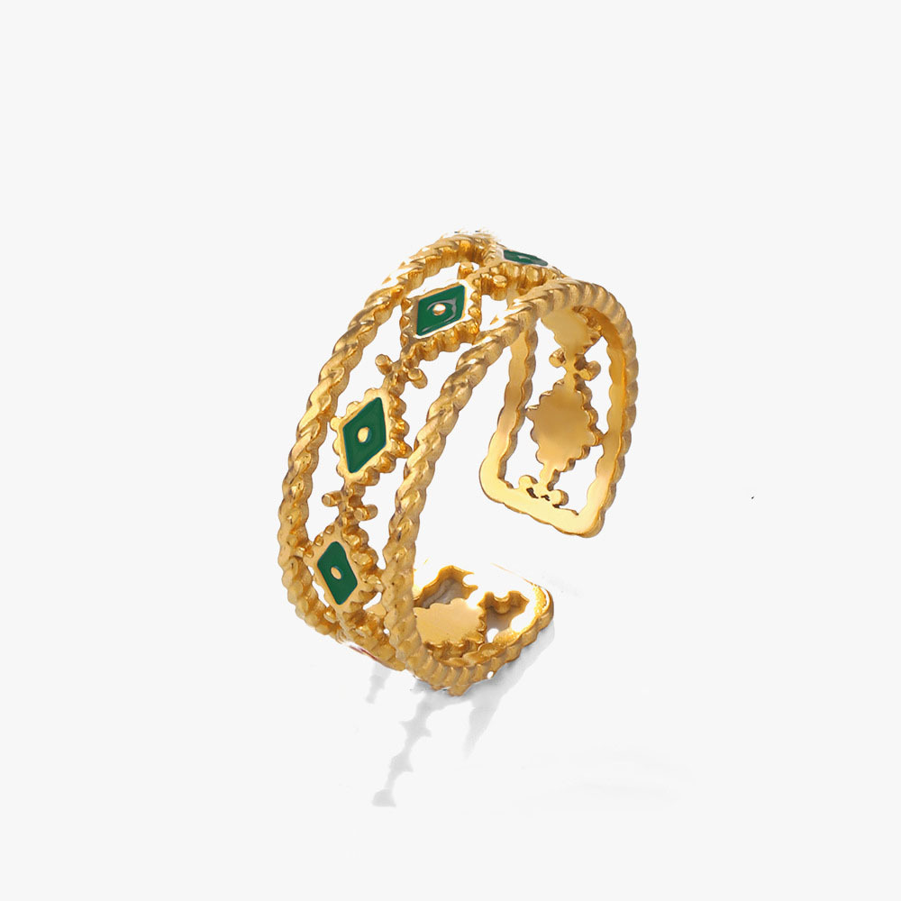 Ethnic Style Devil's Eye Colourful Oil Drip Stainless Steel Ring