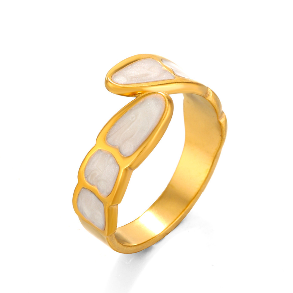 Stylish Line Enamel Crossover Ring in Stainless Steel