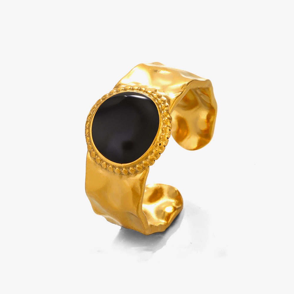 Popular Round Enamel Stainless Steel Hammered Open Ring