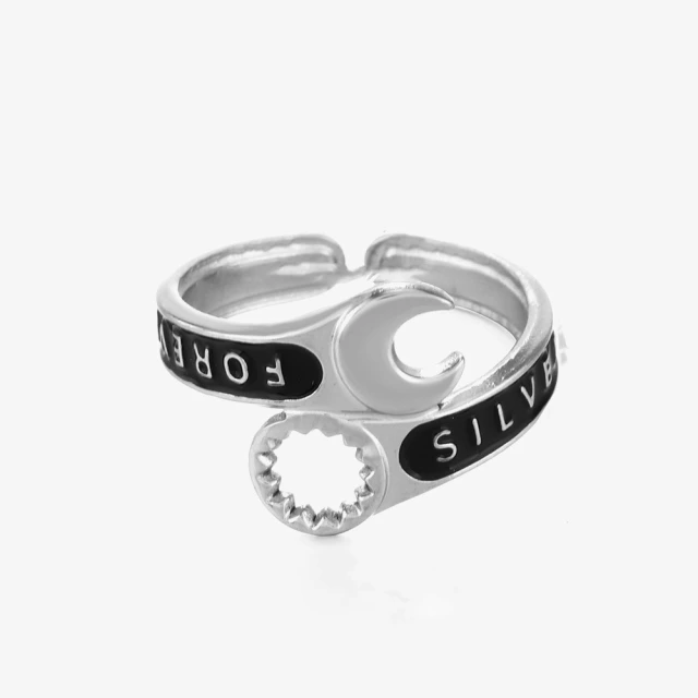Avant-Garde Enamel Spanner Patchwork  Ring in Stainless Steel