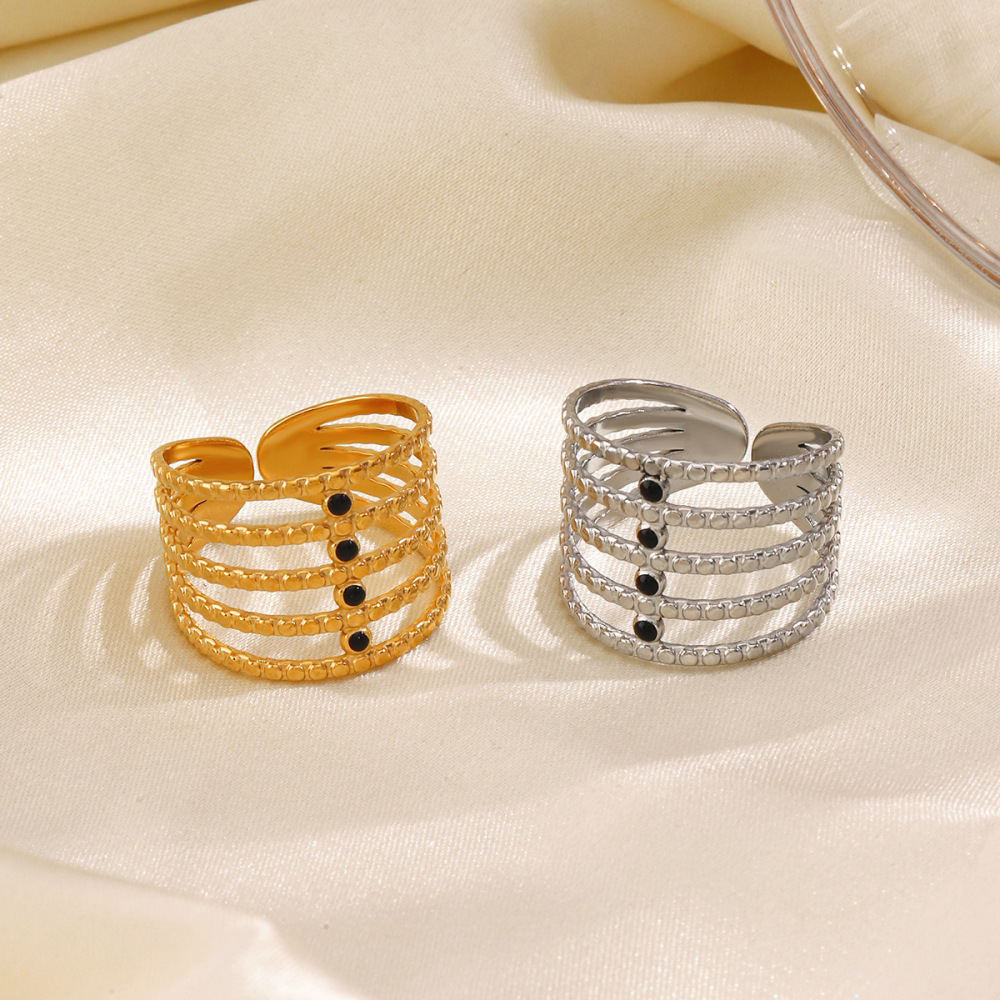 5 Line Stacking Clip Black Enamelled Stainless Steel Opening Ring