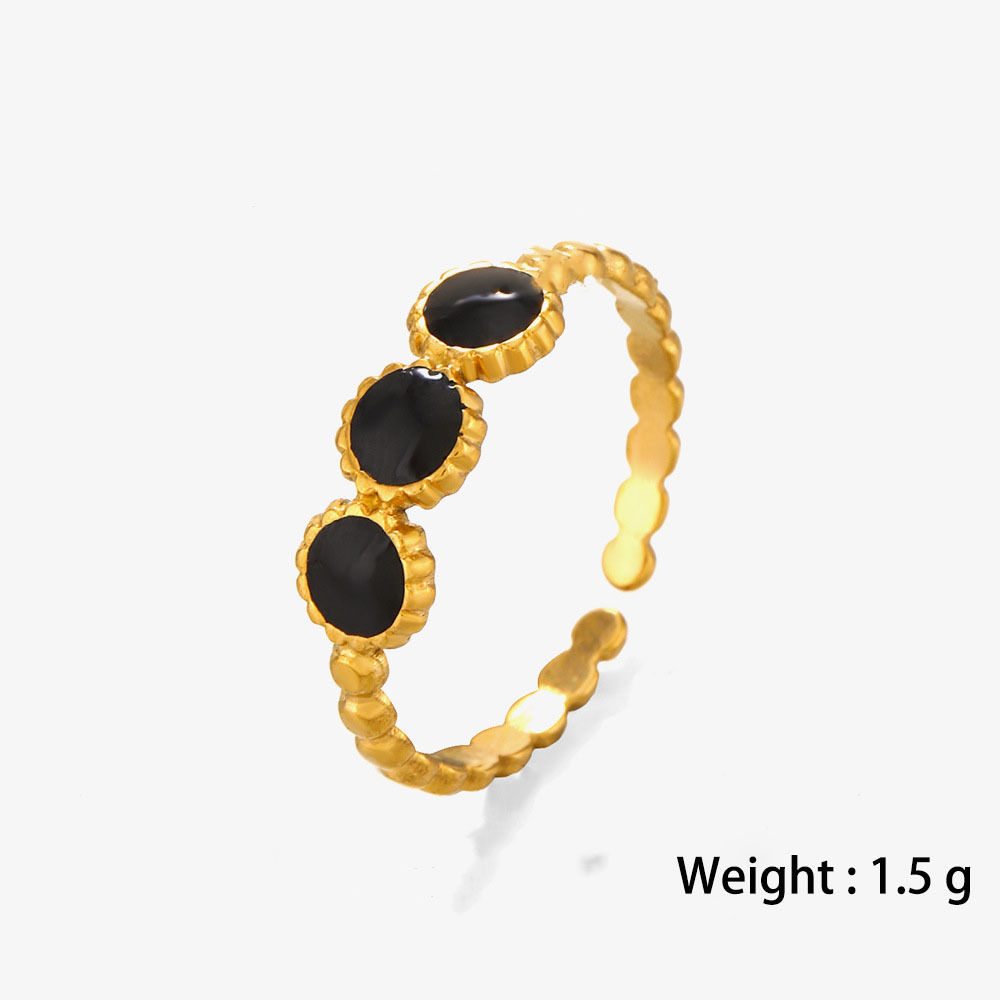 PVD Coated Personalised Geometric Round Bead & Enamel Stainless Steel Ring
