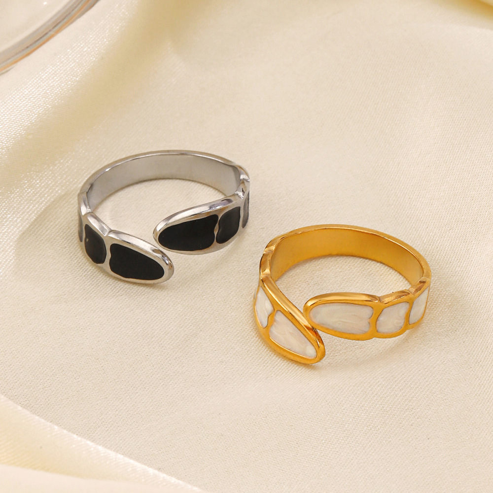 Stylish Line Enamel Crossover Ring in Stainless Steel