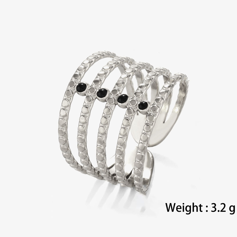 5 Line Stacking Clip Black Enamelled Stainless Steel Opening Ring