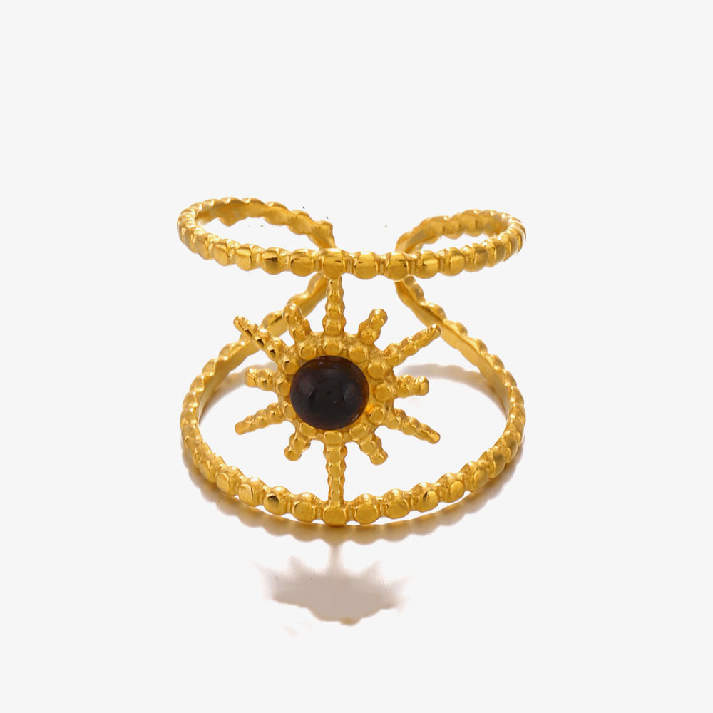 Minimalist Shell Flower Wrap Ring in PVD Gold Plated Stainless Steel