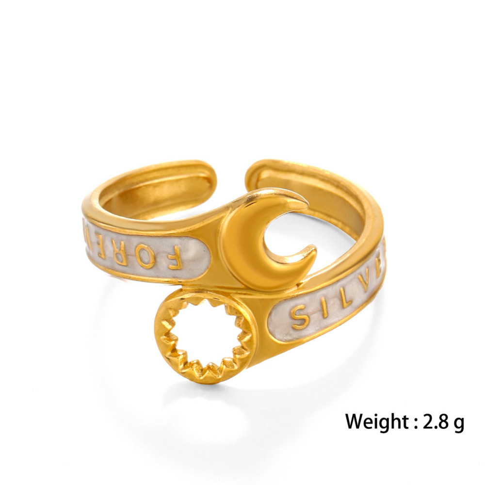 Avant-Garde Enamel Spanner Patchwork  Ring in Stainless Steel