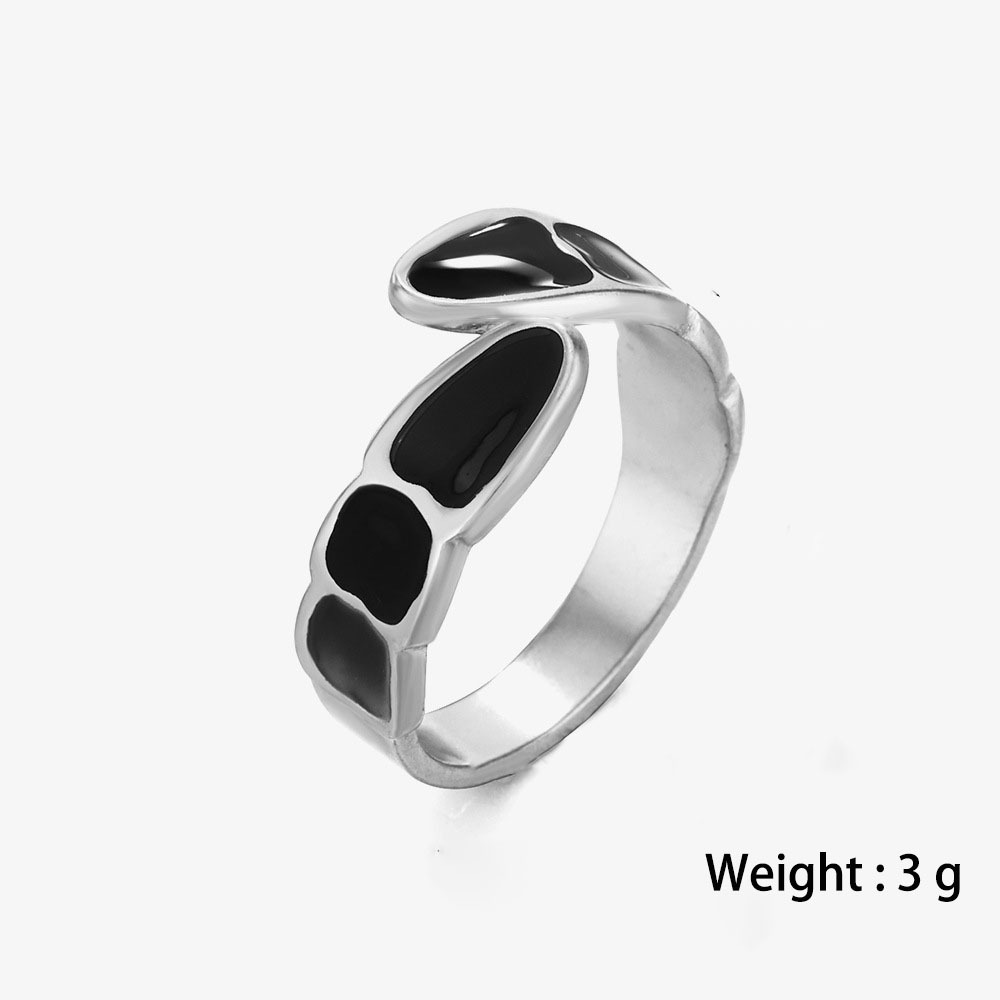 Stylish Line Enamel Crossover Ring in Stainless Steel