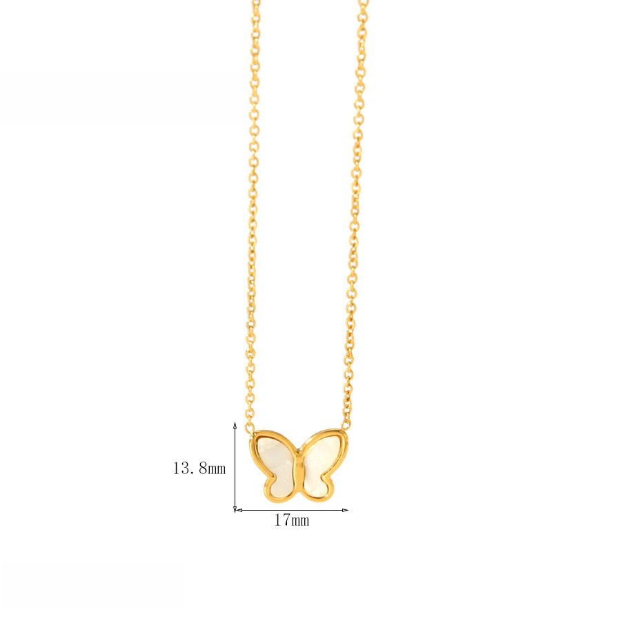 Minimalist Butterfly Stainless Steel Pendant Necklace with Shell