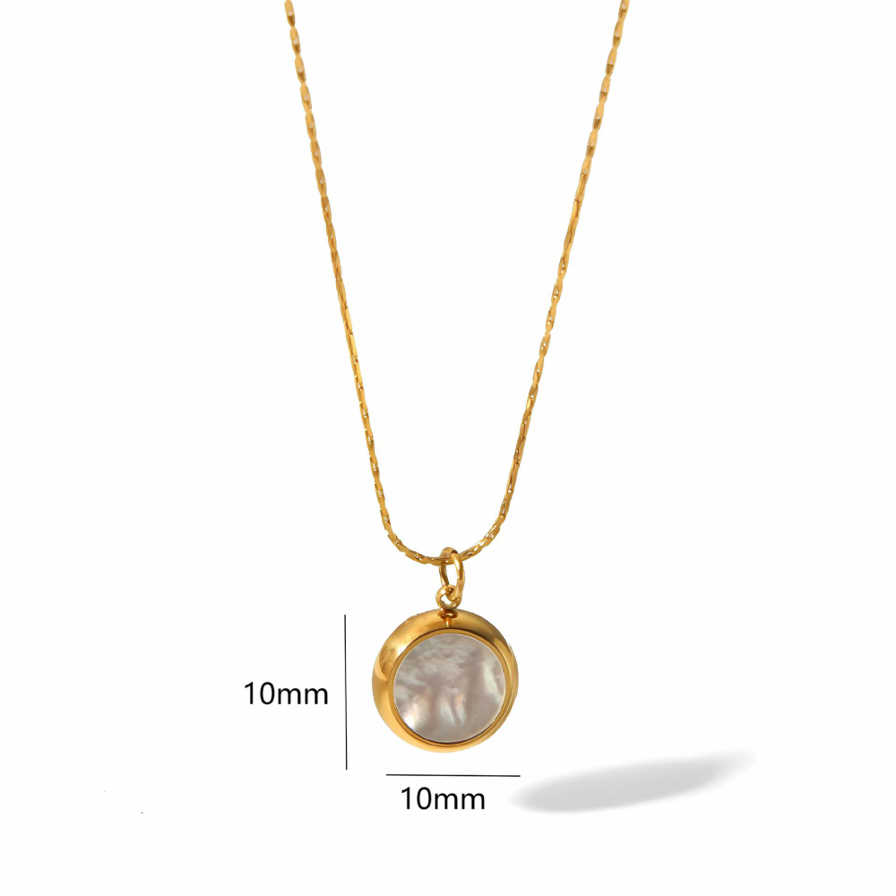 Stainless Steel  Glossy Rounded  Shells Pendant Necklace