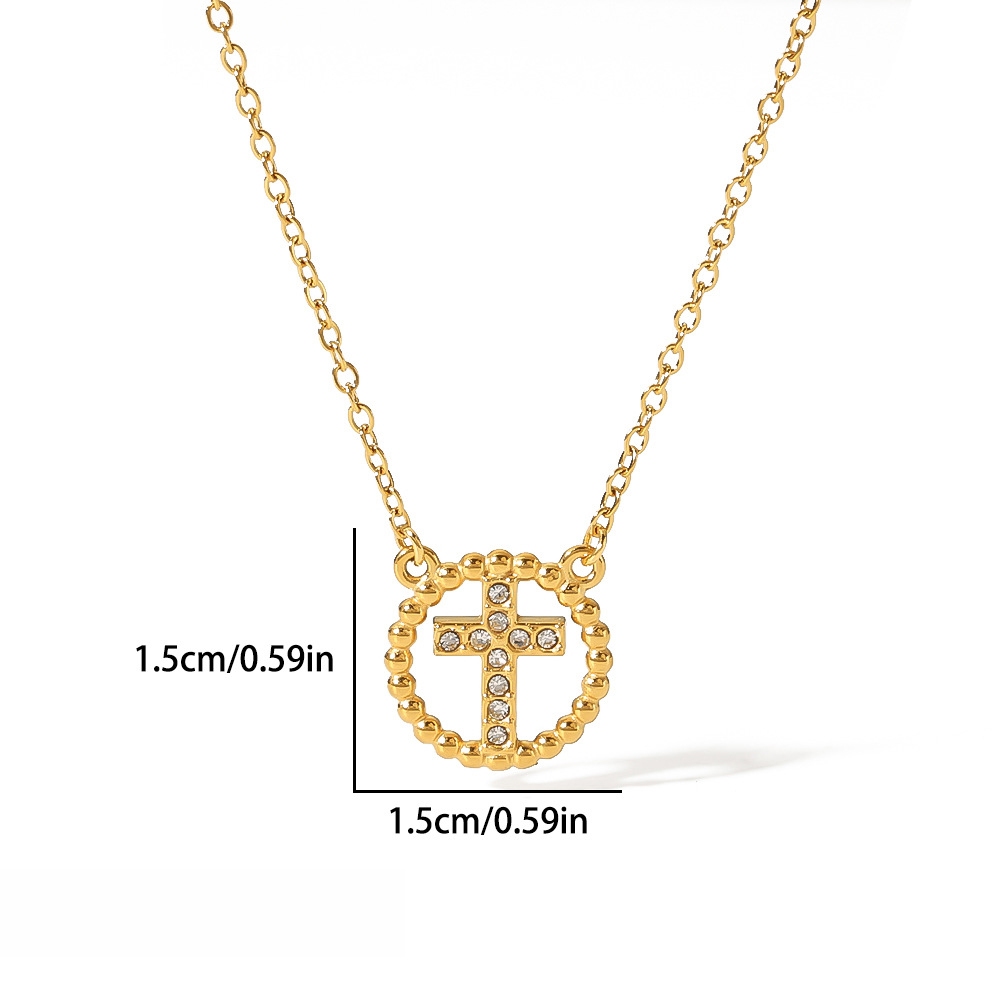 Stainless Steel Rhinestone Pendant Necklace