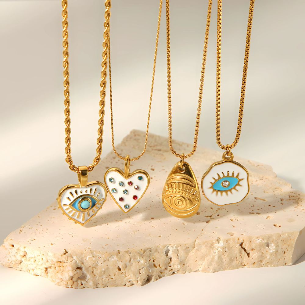 Stainless Steel Enamel Pendant Necklace