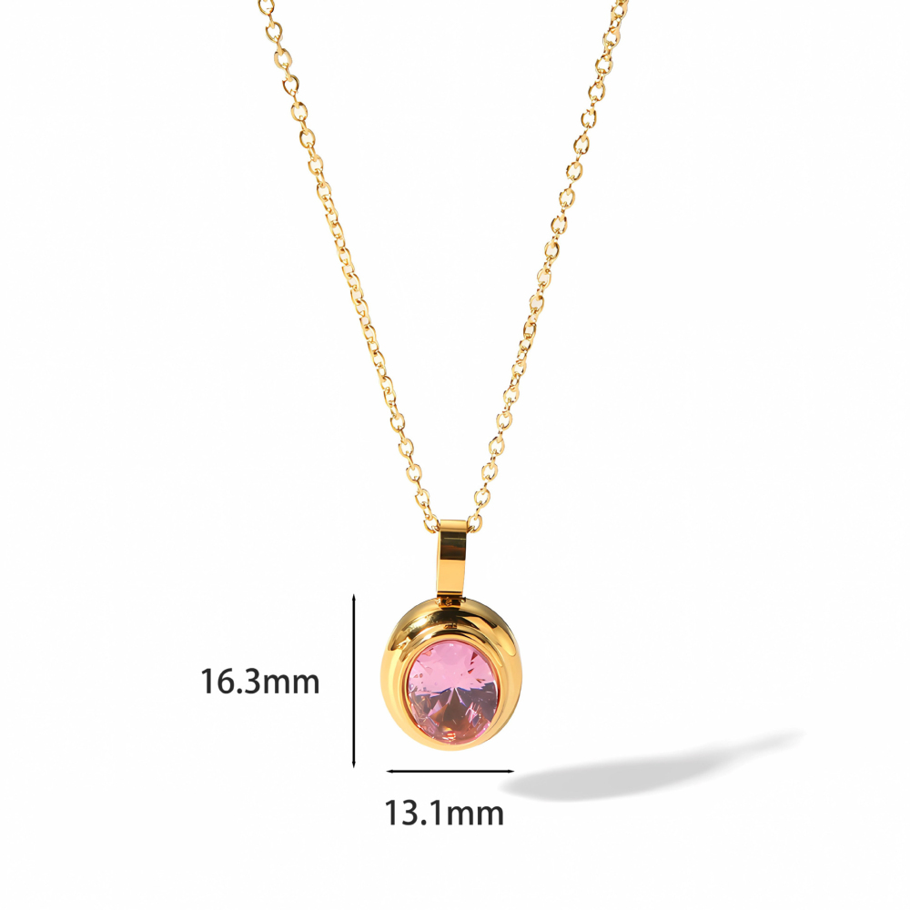 Stainless Steel Zirconia Pendant Necklace