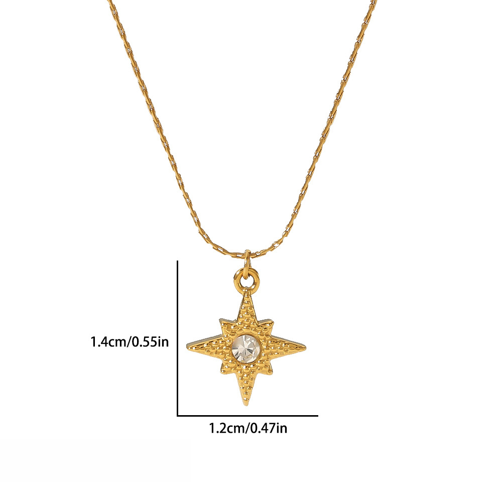 Stainless Steel Rhinestone Pendant Necklace
