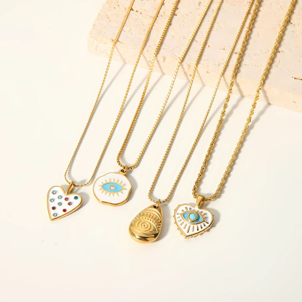 Stainless Steel Enamel Pendant Necklace