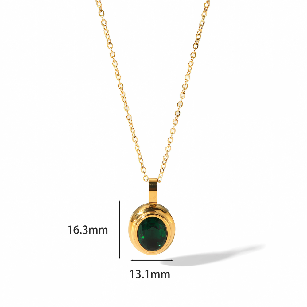 Stainless Steel Zirconia Pendant Necklace
