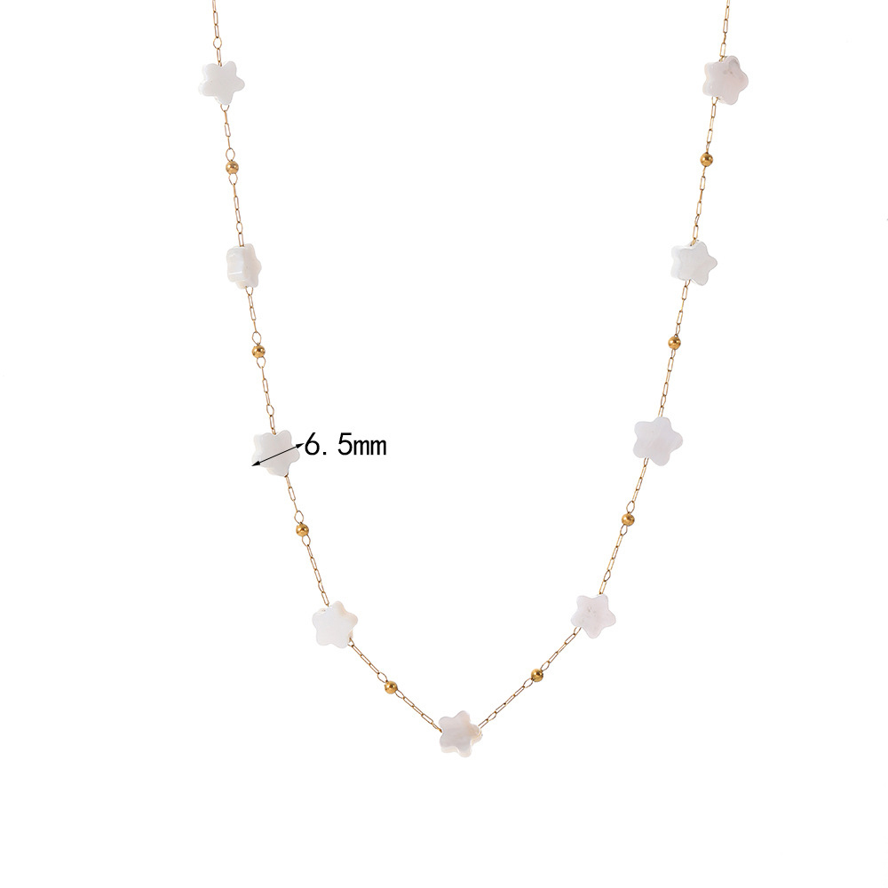 Luxury Star Shell Stainless Steel Bead Chain Station Necklace