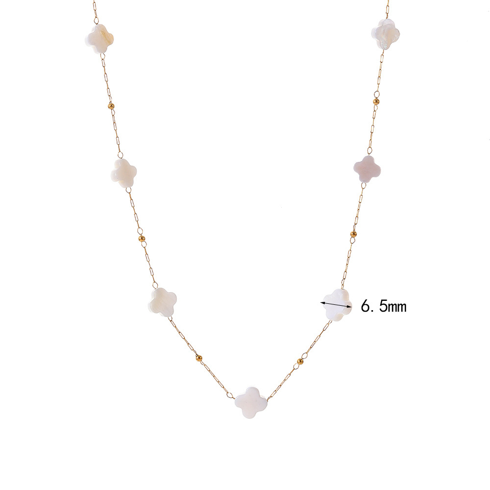 Elegant Clover PVD Coating Stainless Steel Station Necklace