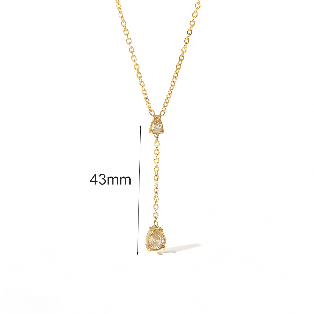 Minimalist 316L Stainless Steel Lariat Chain Necklace with Zircon