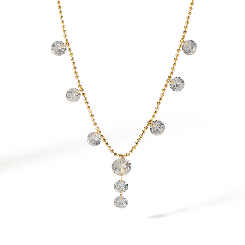 Dazzling Zircon Charm Necklace in PVD Coated Stainless Steel