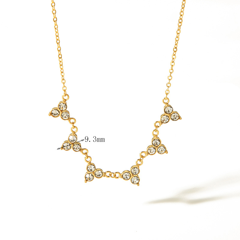 Glamorous 6 Station Triangle Necklace with Zircon in Stainless Steel