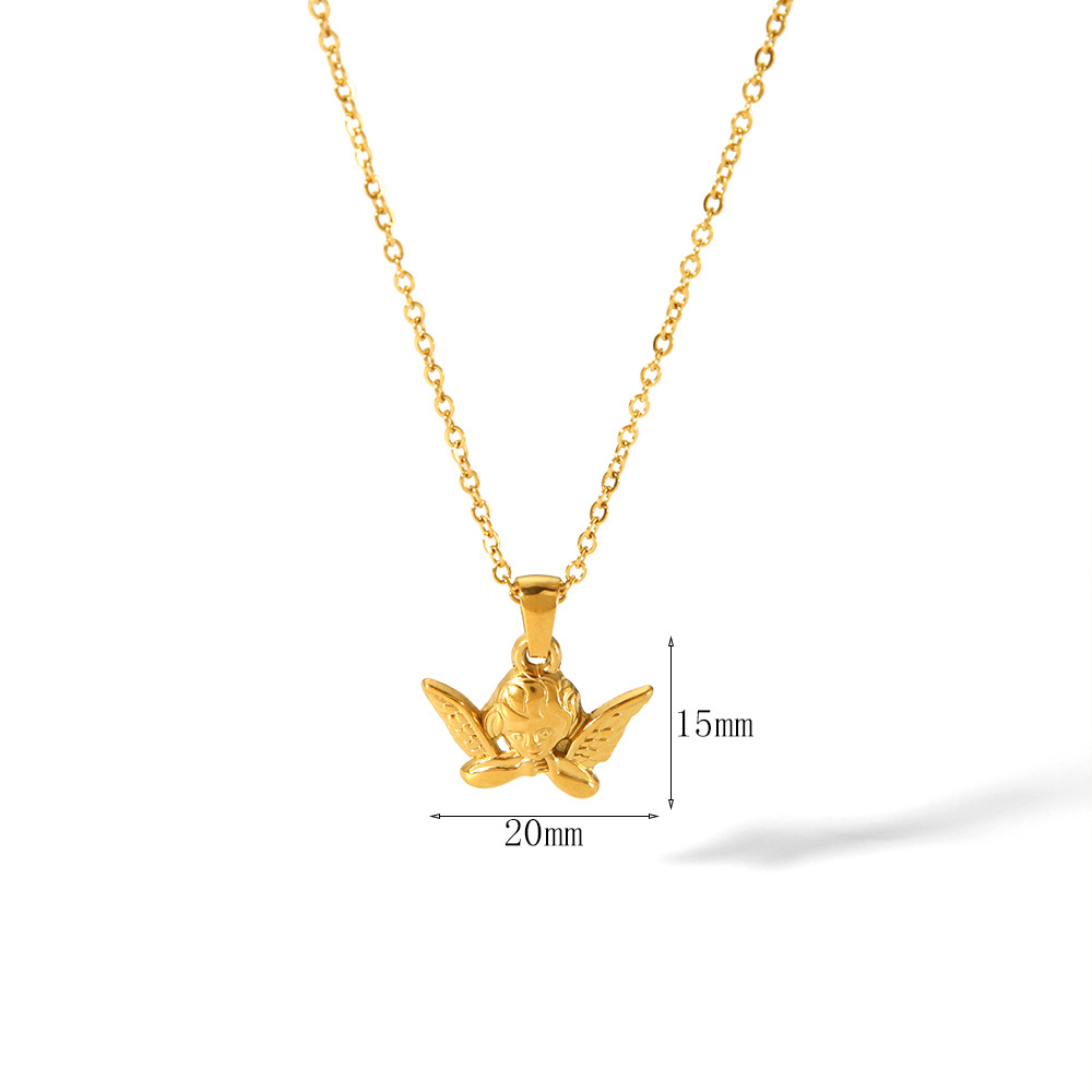 Cherub 316L Stainless Steel Pendant Necklace in 18K Gold Plated
