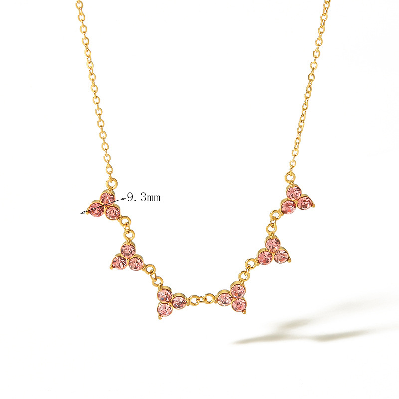 Glamorous 6 Station Triangle Necklace with Zircon in Stainless Steel