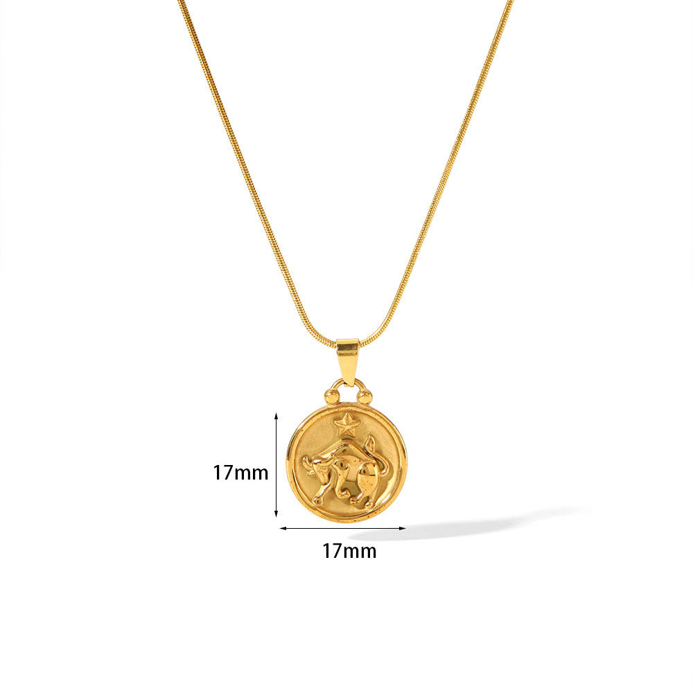 PVD Coated 12 Constellation Pendant Necklace Stainless Steel