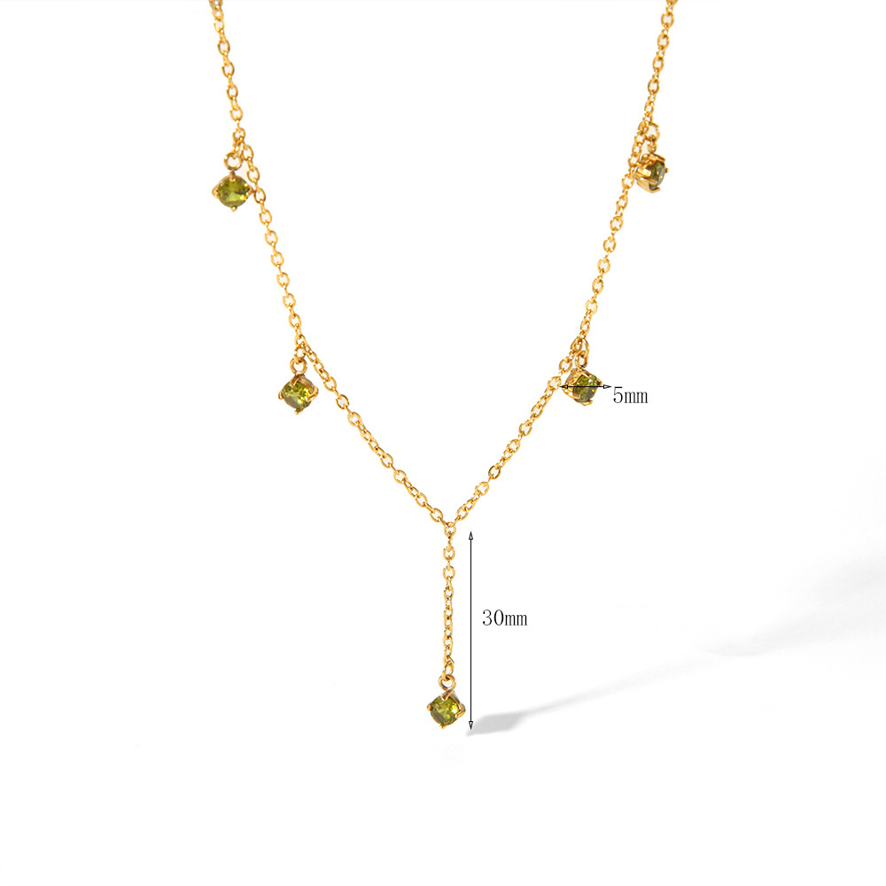 Sophisticated Zirconium Charm Lariat Necklace in Stainless Steel