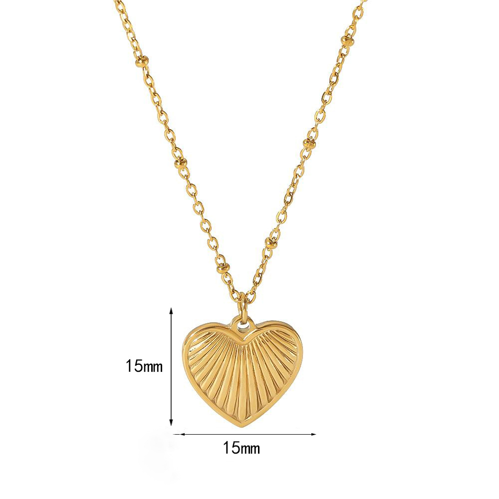 Simple Heart Shape Pendant Stainless Steel Station Necklace
