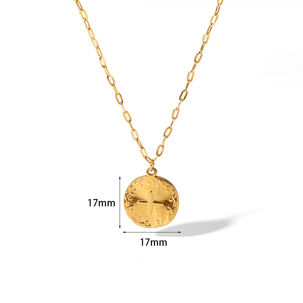 Classic PVD Coated Stainless Steel Round Pendant Necklace