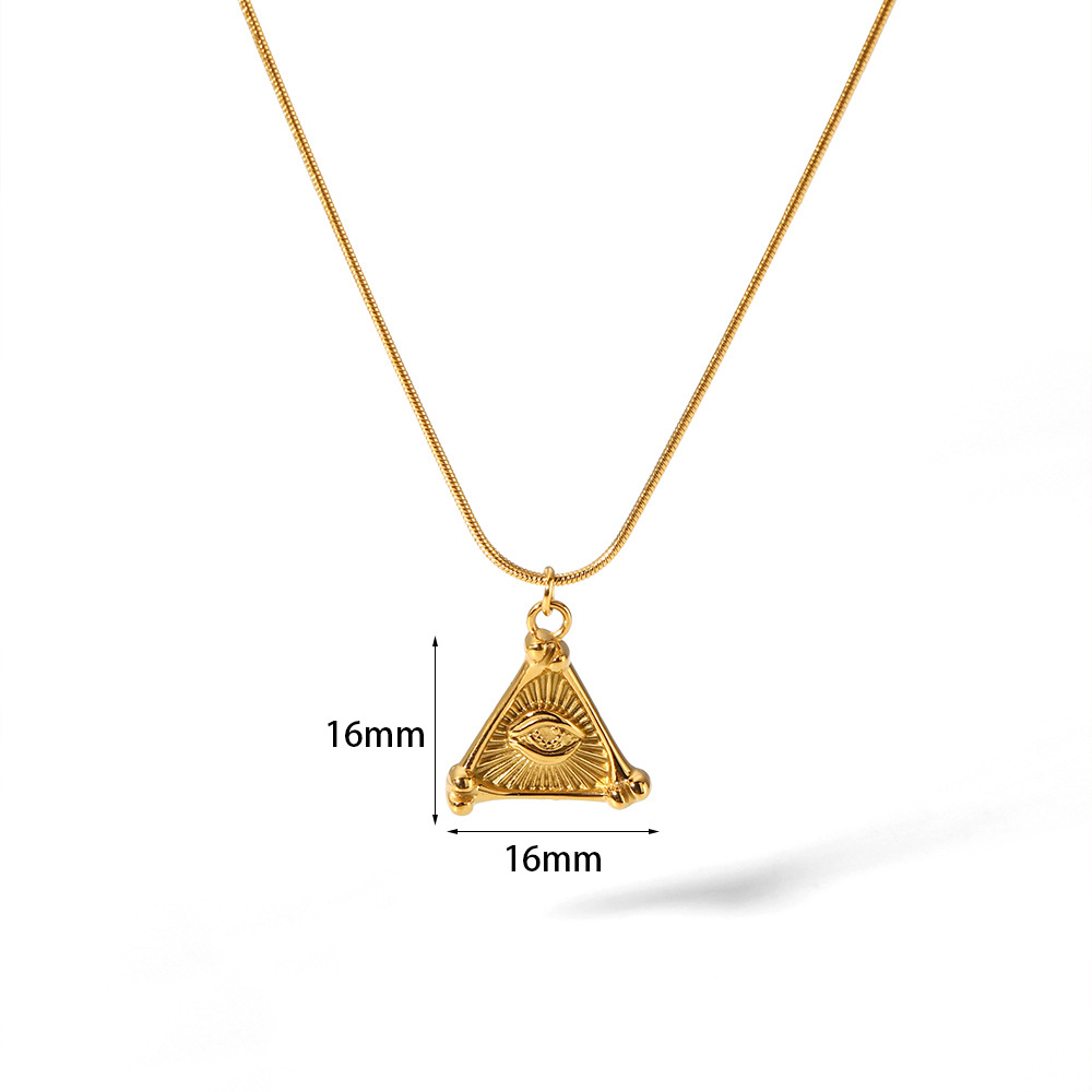 Geometric Stainless Steel Triangle Pendant Necklace with PVD Plating