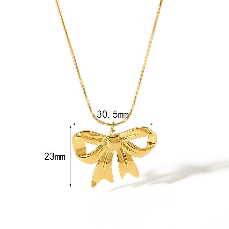 Gold Plated Bow Pendant Necklace in 316L Stainless Steel