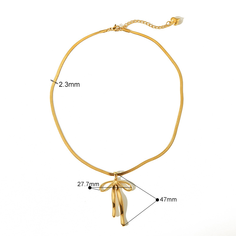 Stainless Steel Bowknot Pendant Necklace in 18K Gold Plated