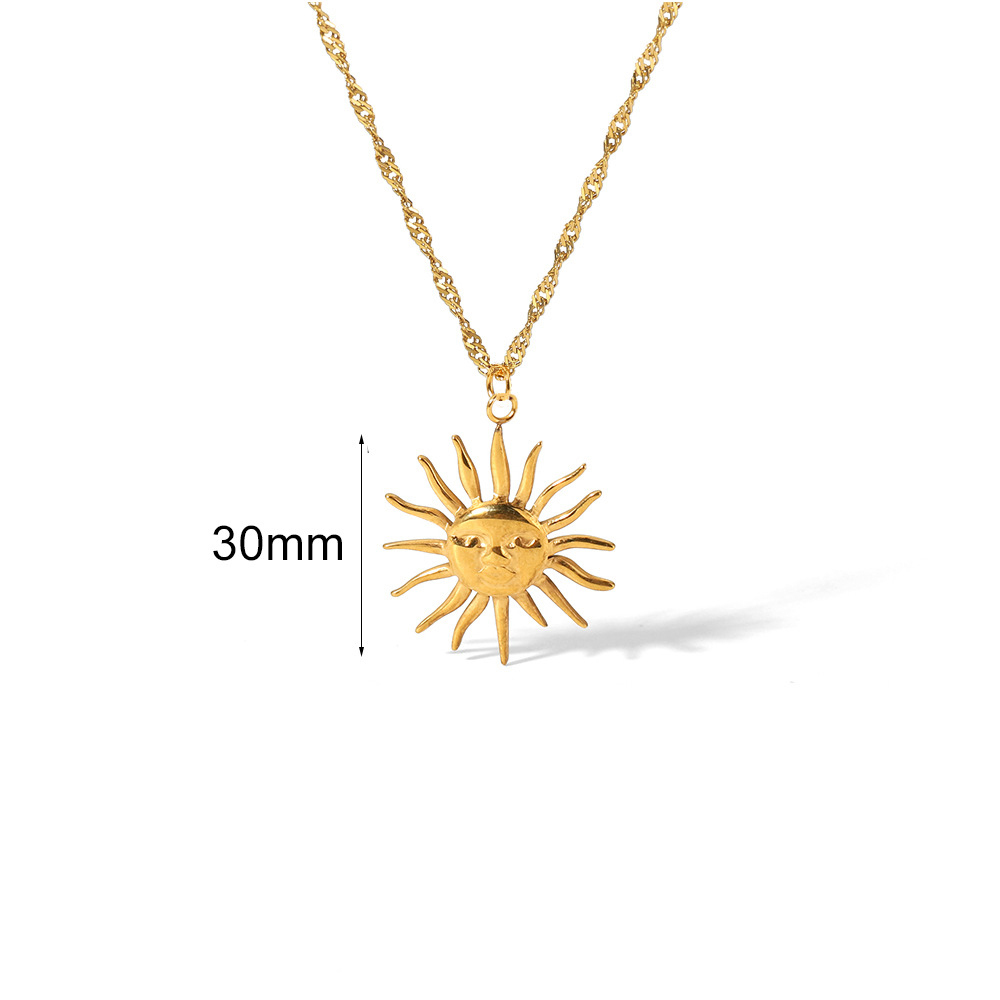 Apollo Sol-shaped  Pendant Necklace in Stainless Steel