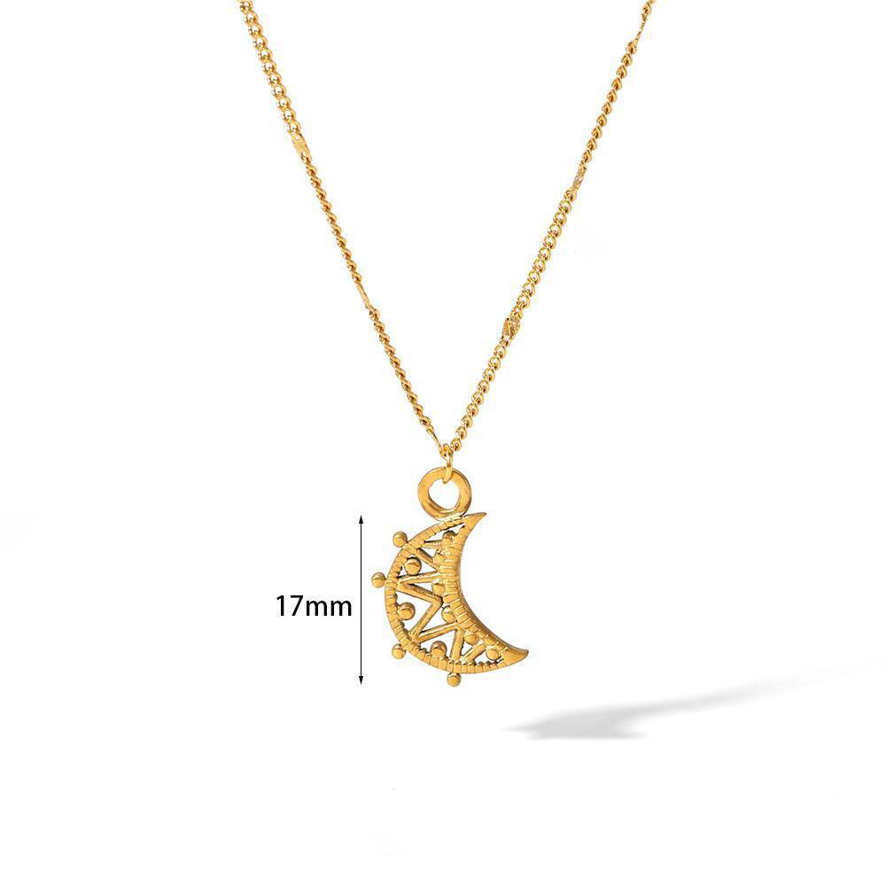 Moon Pendant Necklace Stainless Steel