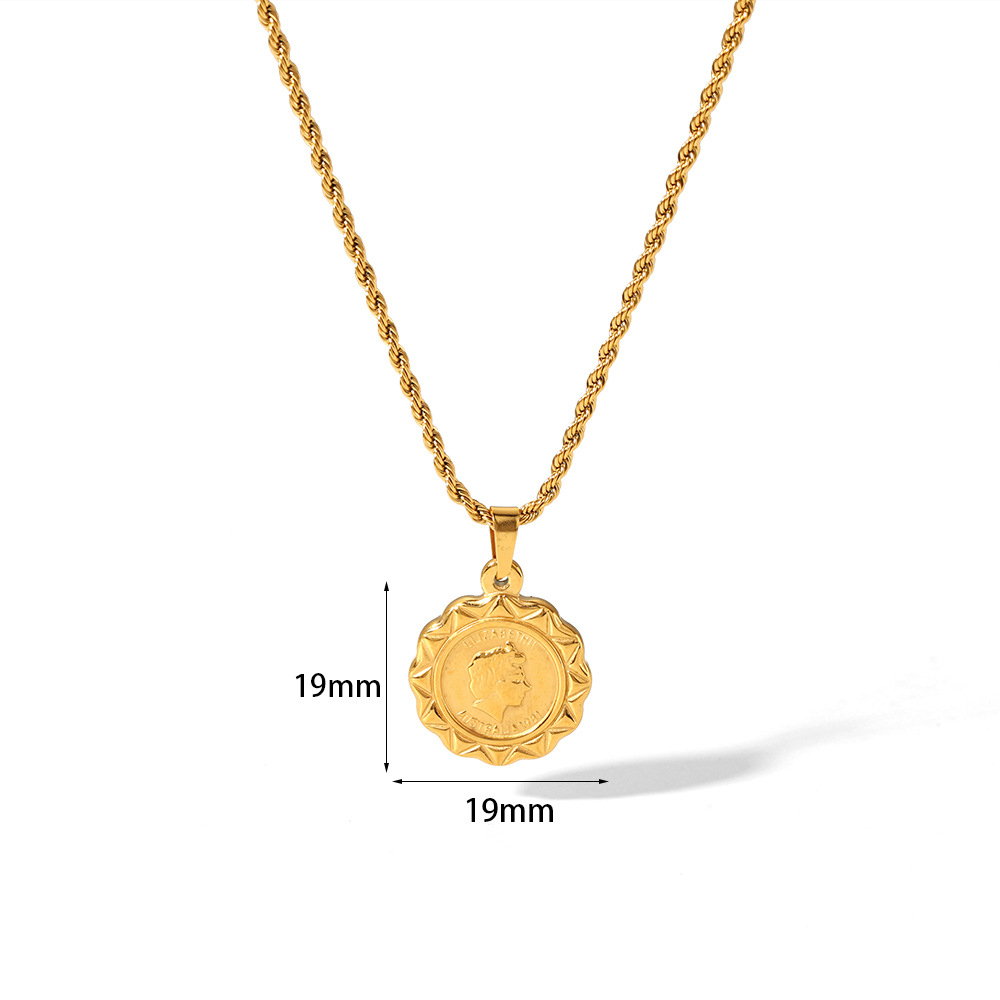 Round Pendant  Necklace Stainless Steel