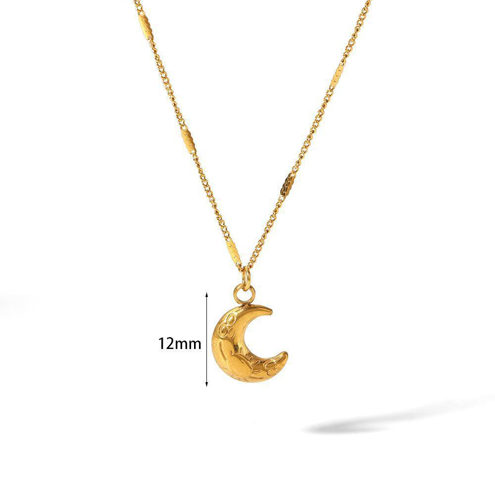 Moon Pendant Necklace Stainless Steel
