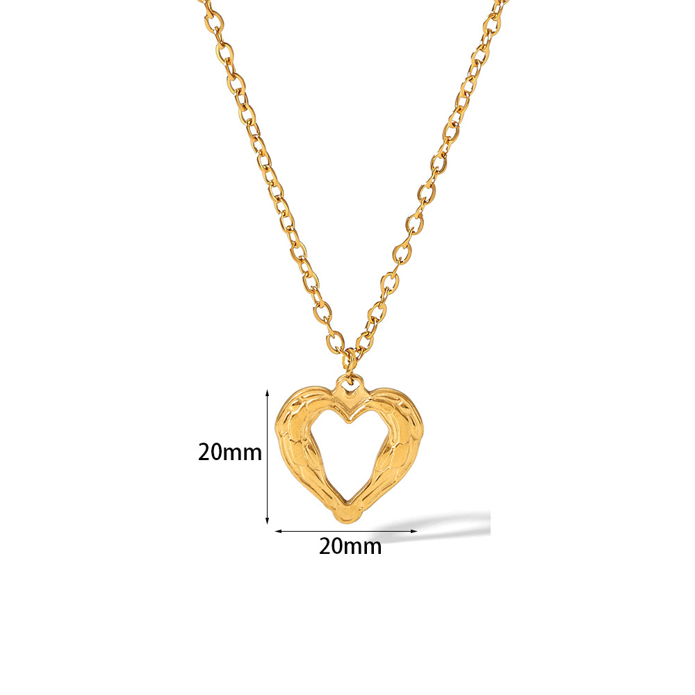 Retro Love Heart Pendant Necklace Stainless Steel PVD Coating