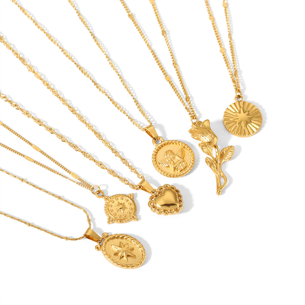 Round Pendant Necklace Stainless Steel