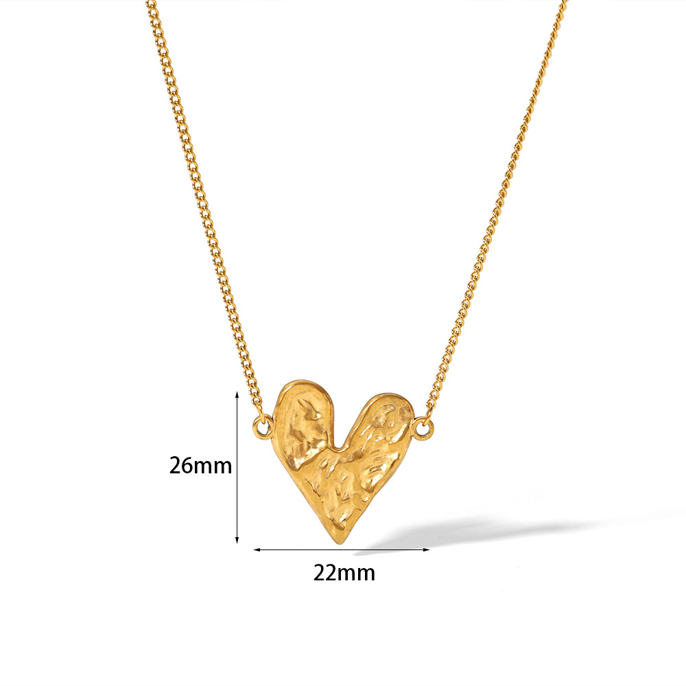 Bold Stainless Steel Gold Plated Heart Pendant Necklace